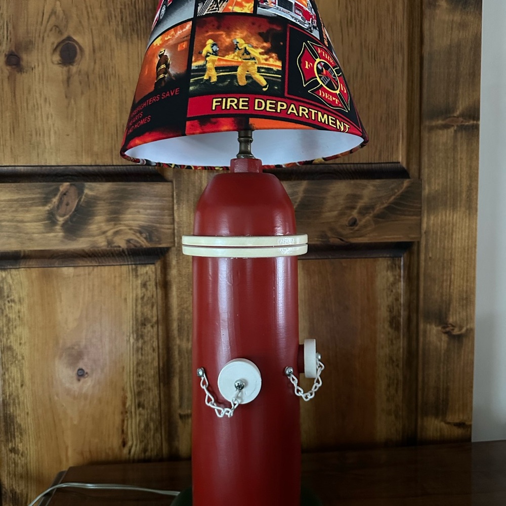 Fire Department Themed Red Lantern Lamp - Picture 2 of 7